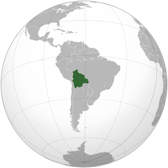 World map highlighting Bolivia.
