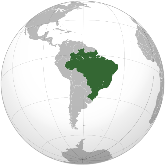 World map highlighting Brazil.