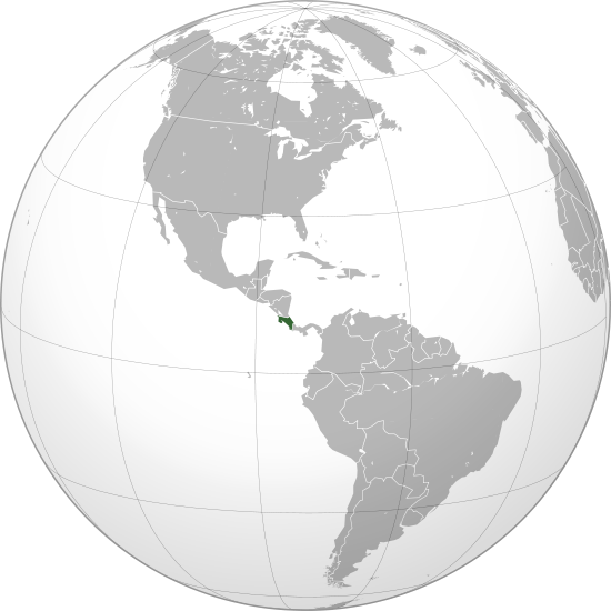World map highlighting Costa Rica.