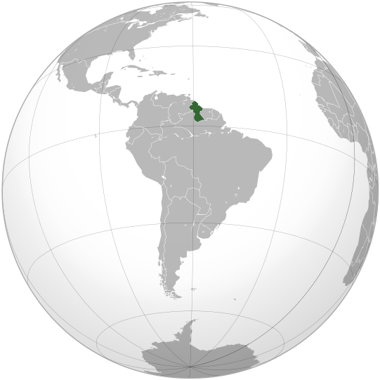 World map highlighting Guyana.