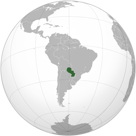 World map highlighting Paraguay.
